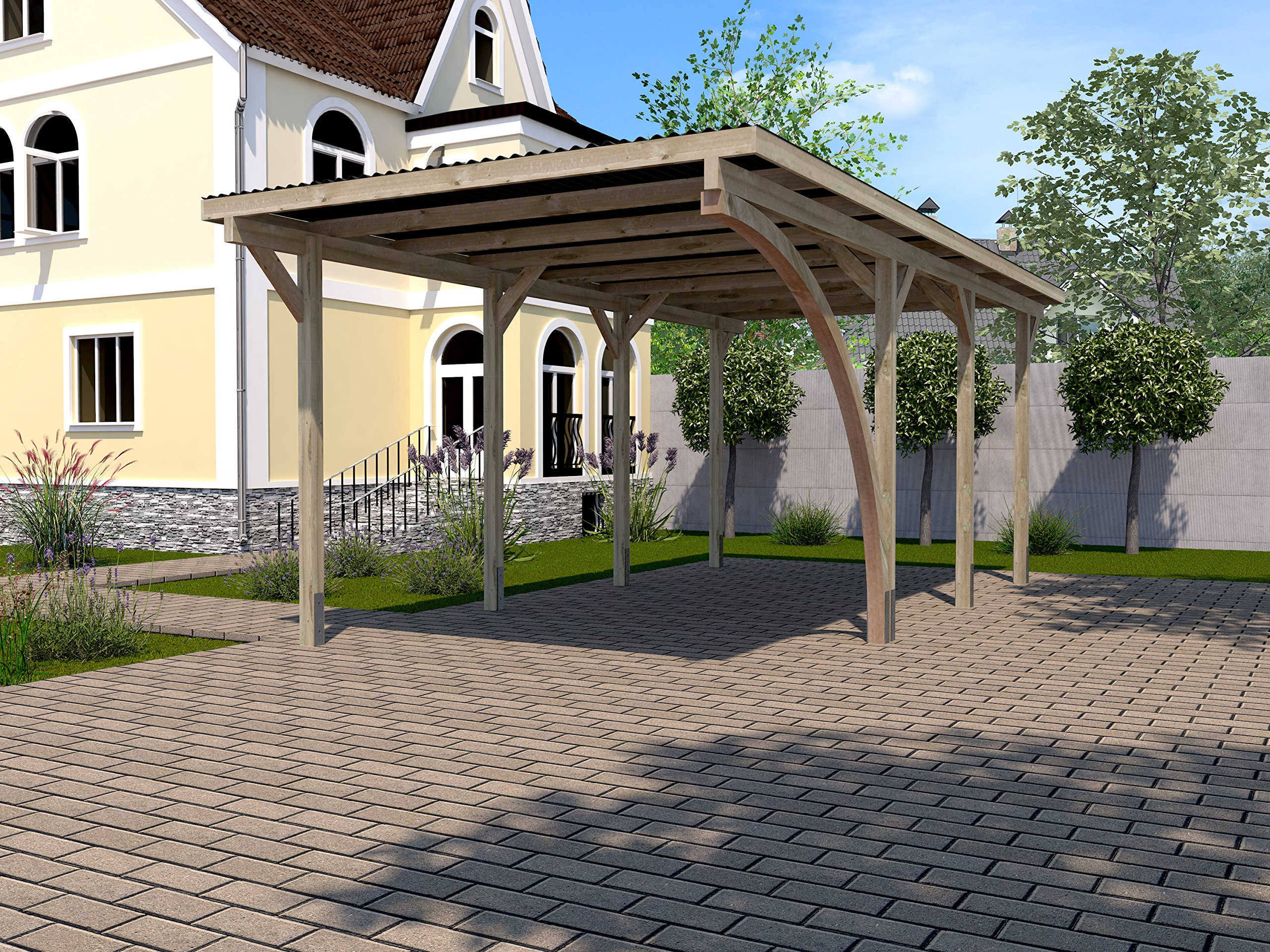 weka-einzelcarport-606-gr-1-kesseldruckimpr-gnierter-holz-carport-mit-pvc-wellda image 4
