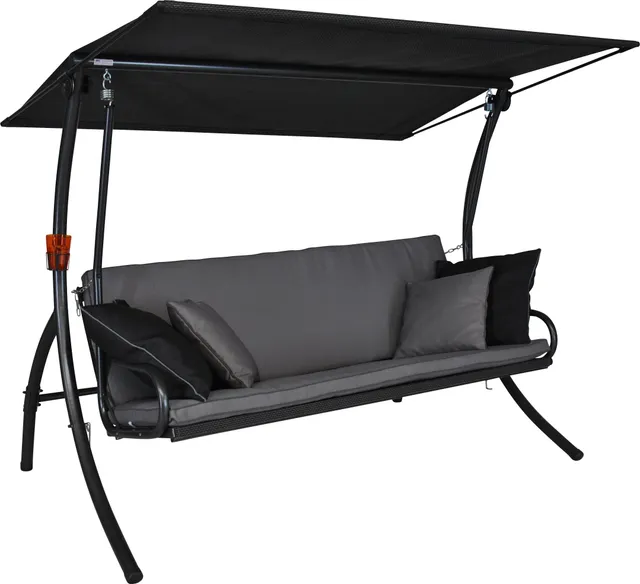 angerer-hollywoodschaukel-elegance-style-grau-3-sitzer-mit-bettfunktion image 1