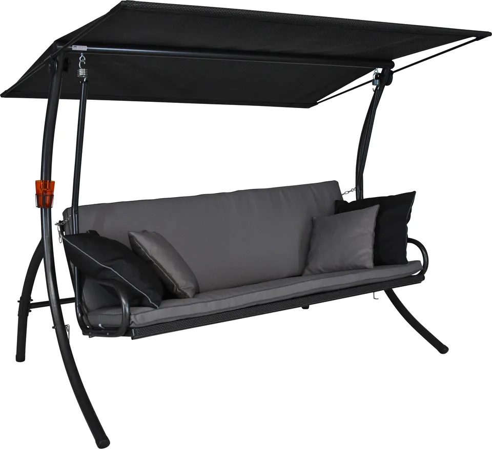 angerer-hollywoodschaukel-elegance-style-grau-3-sitzer-mit-bettfunktion image 1