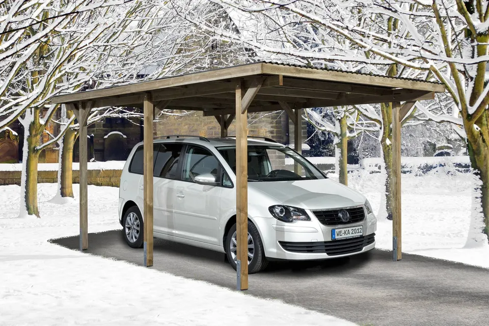 weka-einzelcarport-606-gr-1-kesseldruckimpr-gnierter-holz-carport-mit-pvc-wellda image 1