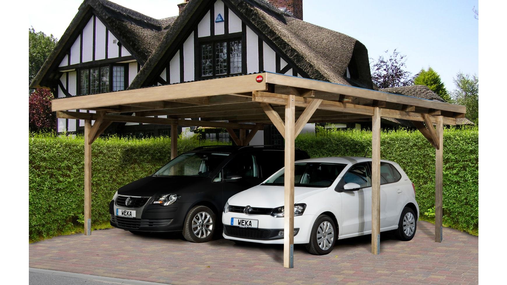 weka-einzelcarport-606-gr-1-kesseldruckimpr-gnierter-holz-carport-mit-pvc-wellda image 2