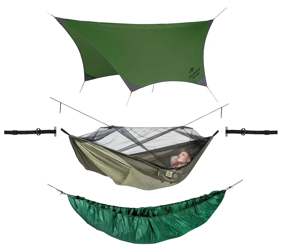 amazonas-ultralight-outdoor-hammock-set-moskito-traveller-thermo-tarp-t-strap-un image 1
