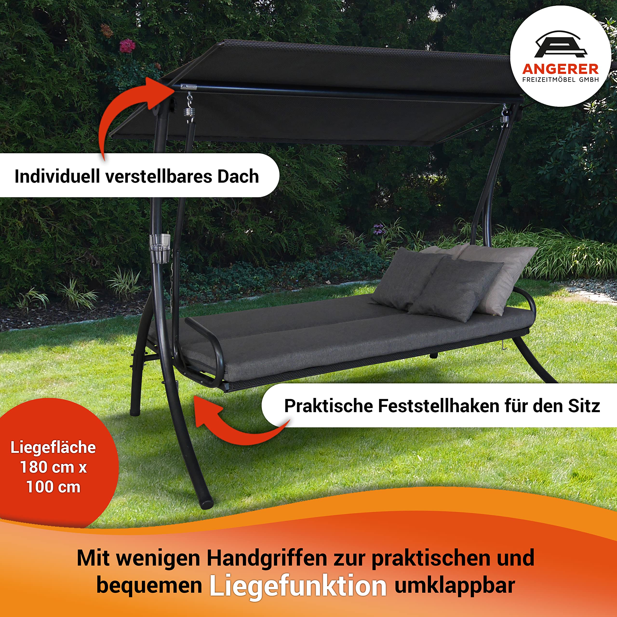 angerer-hollywoodschaukel-elegance-smart-grau-3-sitzer-mit-bettfunktion image 4