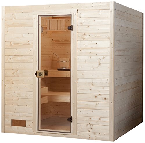 weka-massivholzsauna-valida-2-gt-38-mm-blockbohlensauna-mit-ganzglast-r-und-2-ko image 2