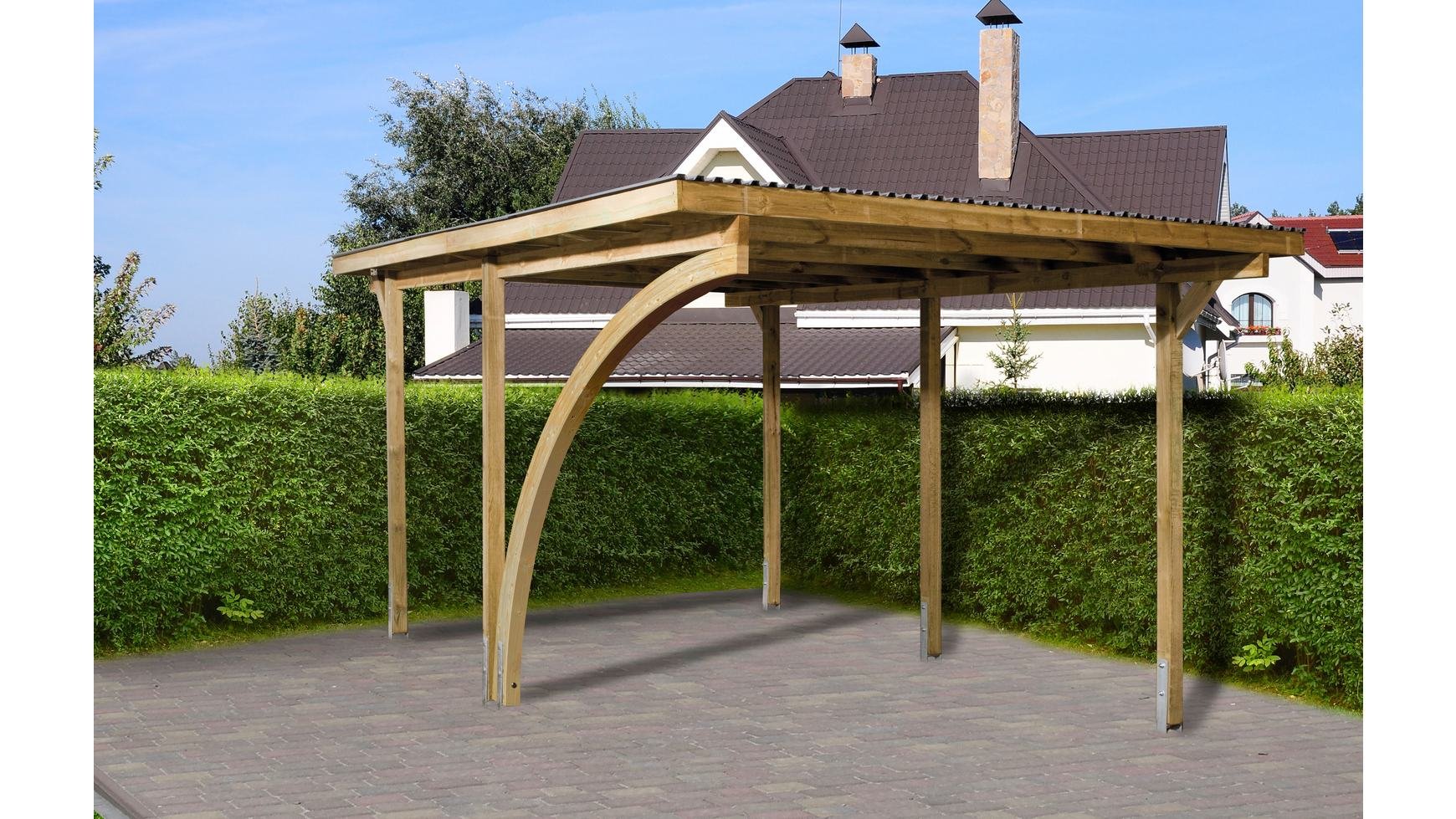 weka-einzelcarport-606-gr-1-kesseldruckimpr-gnierter-holz-carport-mit-pvc-wellda image 8