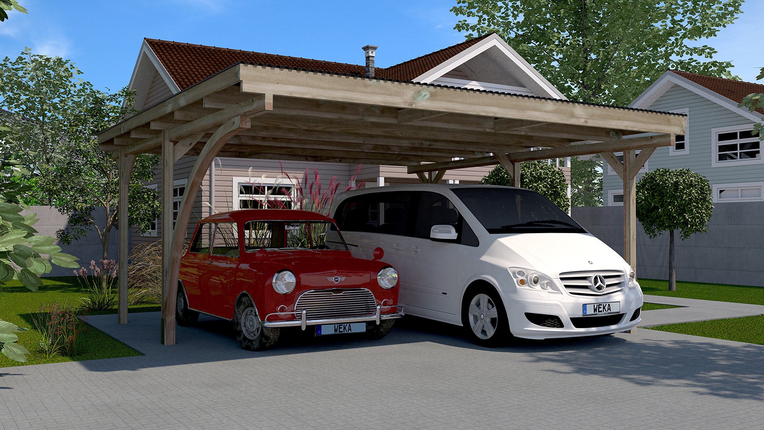 weka-einzelcarport-606-gr-1-kesseldruckimpr-gnierter-holz-carport-mit-pvc-wellda image 7