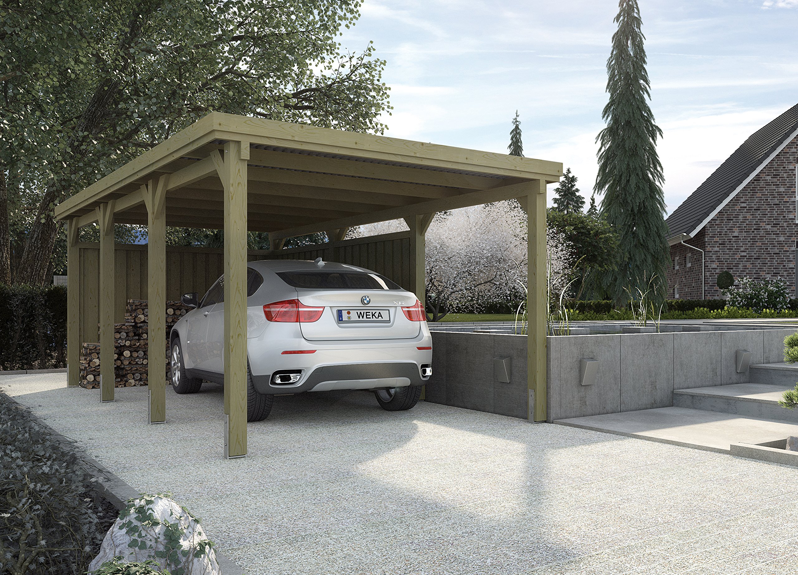 weka-einzelcarport-606-gr-1-kesseldruckimpr-gnierter-holz-carport-mit-pvc-wellda image 3