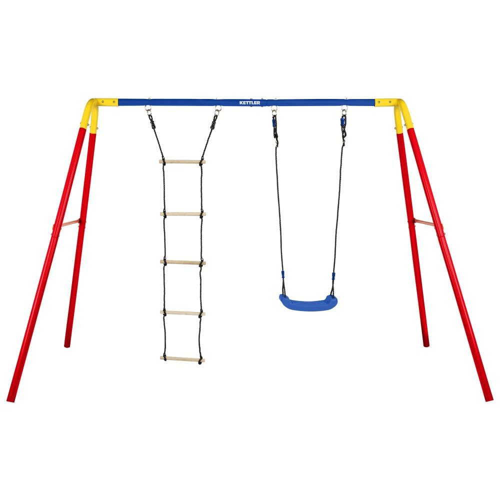 kettler-combi-doppelschaukel-rot-blau-mit-sitze-bodenanker-ab-3-jahren image 1
