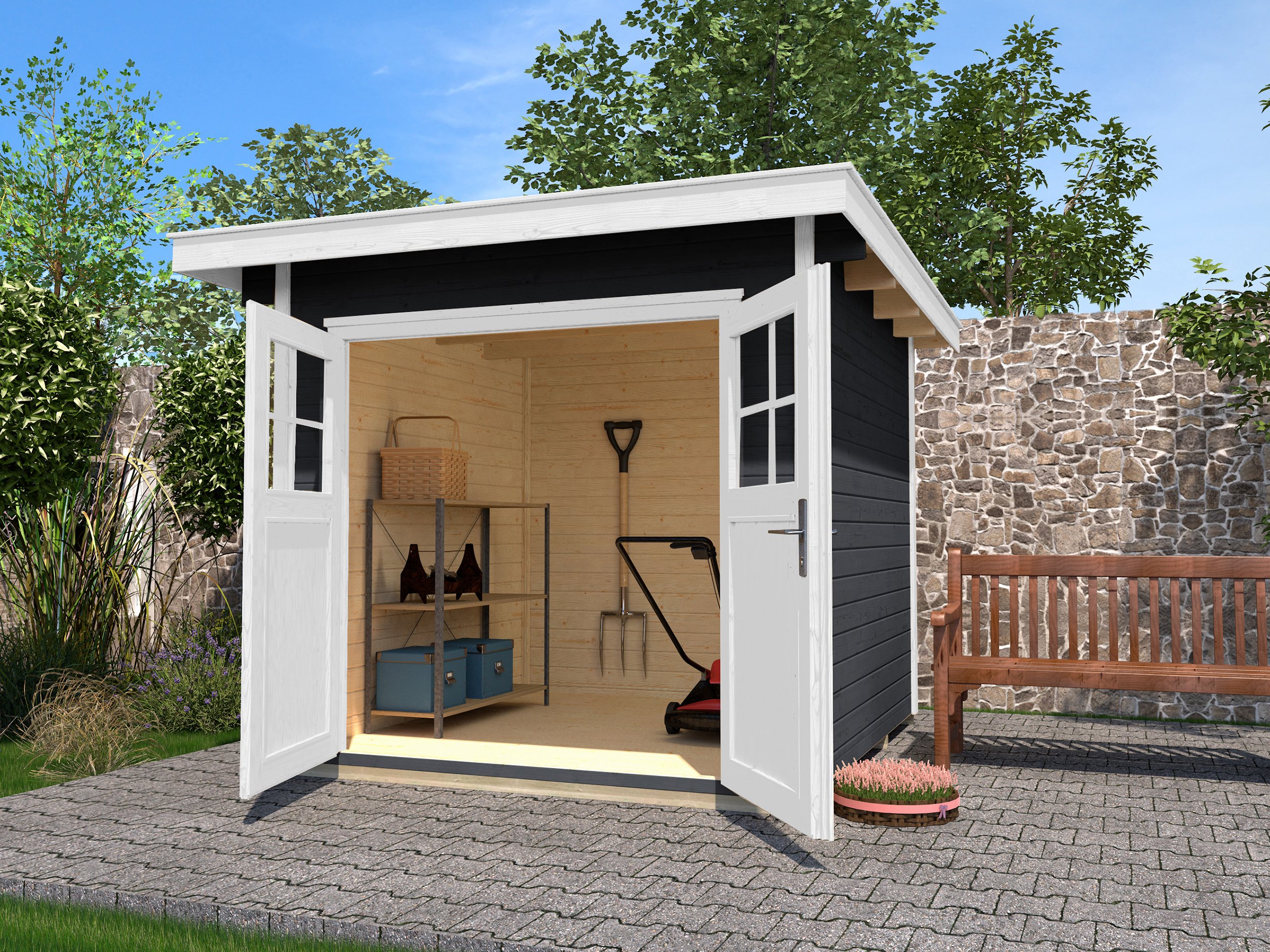 weka-gartenhaus-179-gr-4-anthrazit-28-mm-wand-16-mm-massivholzboden-dt image 1