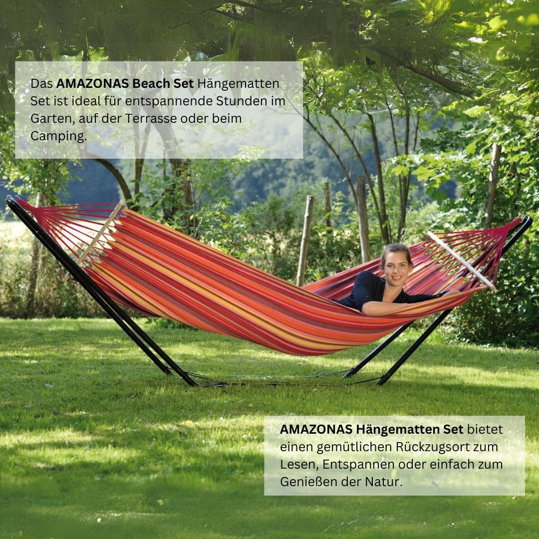 amazonas-beach-set-vulcano-h-ngematte-mit-stahlgestell-200-x-100-cm image 2