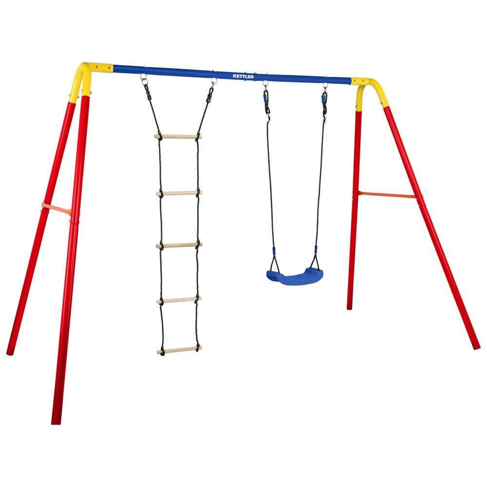 kettler-combi-doppelschaukel-rot-blau-mit-sitze-bodenanker-ab-3-jahren image 2