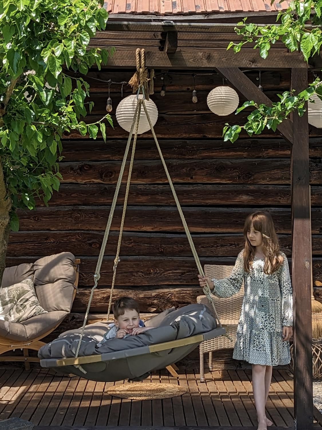 amazonas-swing-nest-taupe-h-ngesessel-fsc-fichte-mit-wetterpolster-bis-120-kg image 3